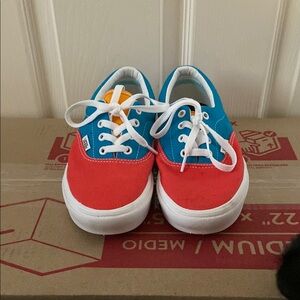 Vans Red and Blue Canvas Sneakers Low-Top